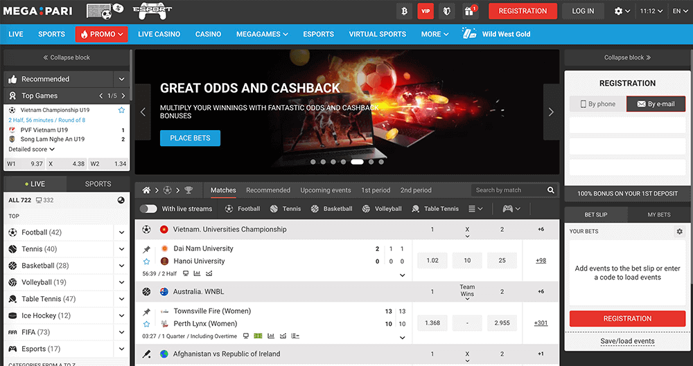 How the Megapari homepage looks like Main Page Megapari Casino