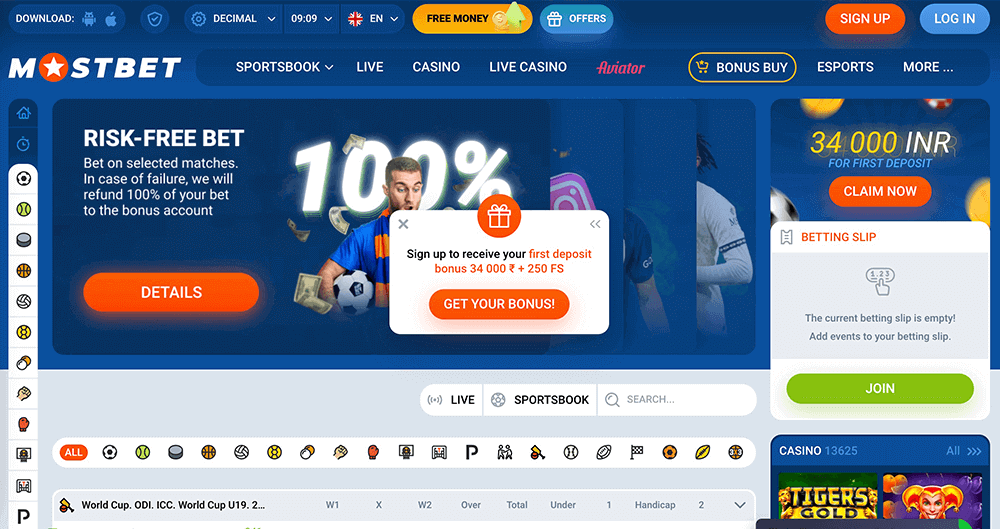 How the Mostbet Casino homepage looks like Main Page Mostbet Casino